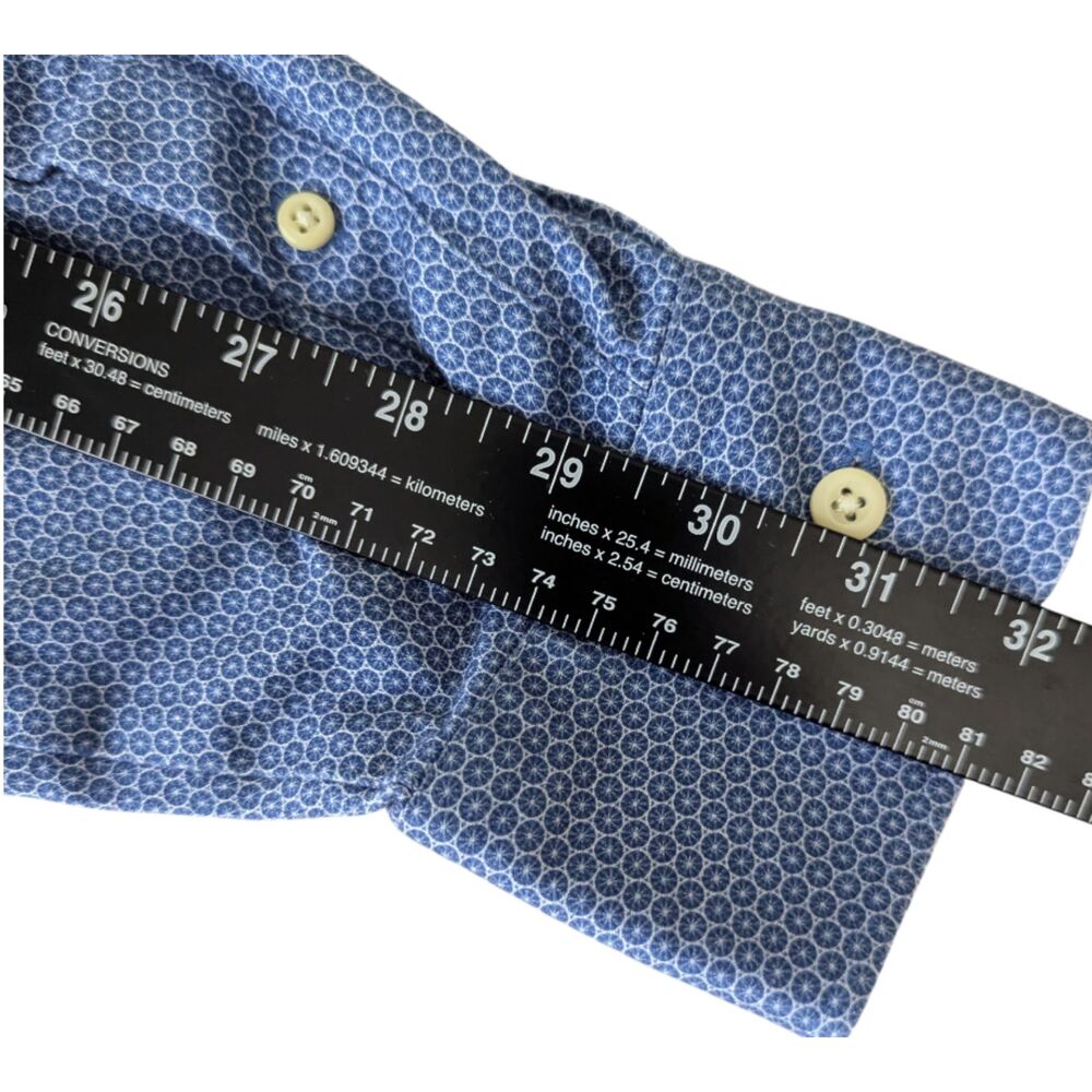 Peter Millar Large Blue Geometric Pattern Button‑… - image 6